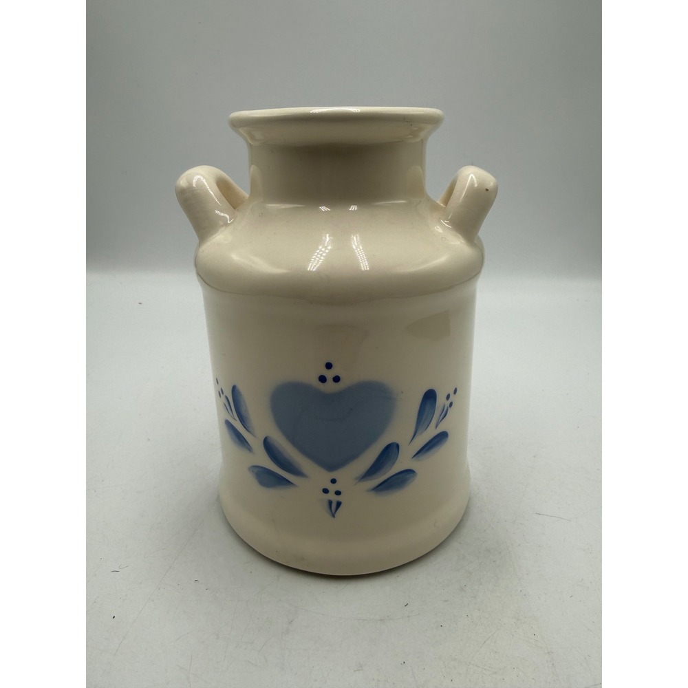 Lasting Products Inc Ceramic Milk Can Vase Hand Painted Blue Heart Farmhouse USA